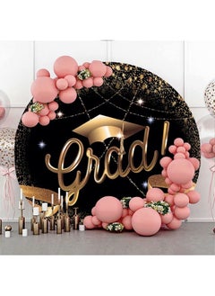 DASHAN 7.5X7.5Ft Round Backdrop Polyester Class Of 2023 Backdrop Bachelor Grad Graduation 2023Congrats Grad Congratulation Graduates Photography Background Grad Congratulate Prom Youtube Photo Prop  - Image 3