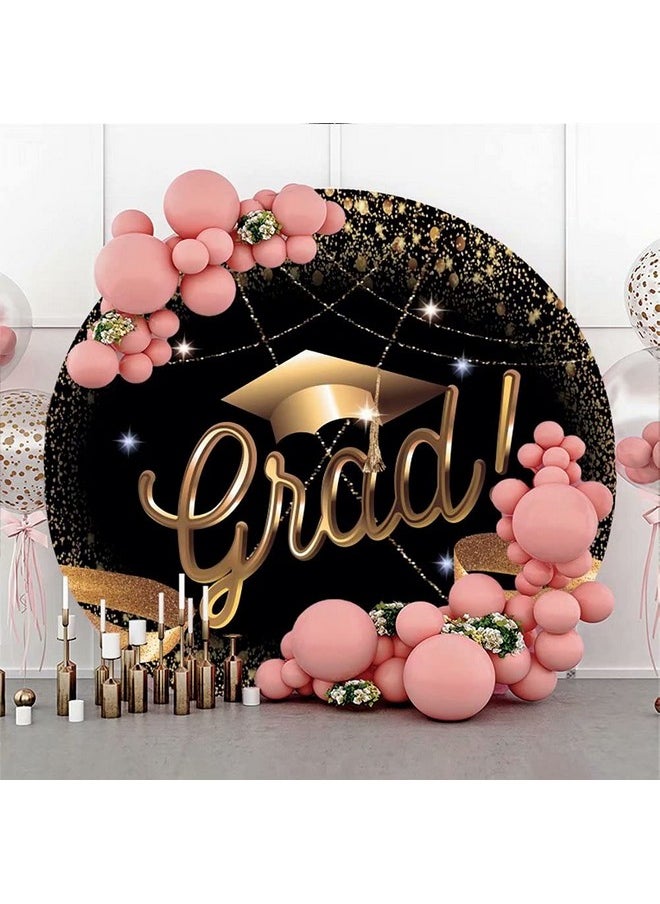 DASHAN - 7.5X7.5Ft Round Backdrop Polyester Class Of 2023 Backdrop Bachelor Grad Graduation 2023Congrats Grad Congratulation Graduates Photography Background Grad Congratulate Prom Youtube Photo Prop - Image 1