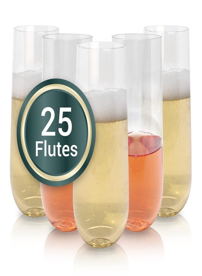 Reli. Champagne Flutes Plastic | 25 Pack | 9 oz - Clear | Stemless Premium Plastic Champagne Flutes | Party-Perfect for Celebrations - Image 1