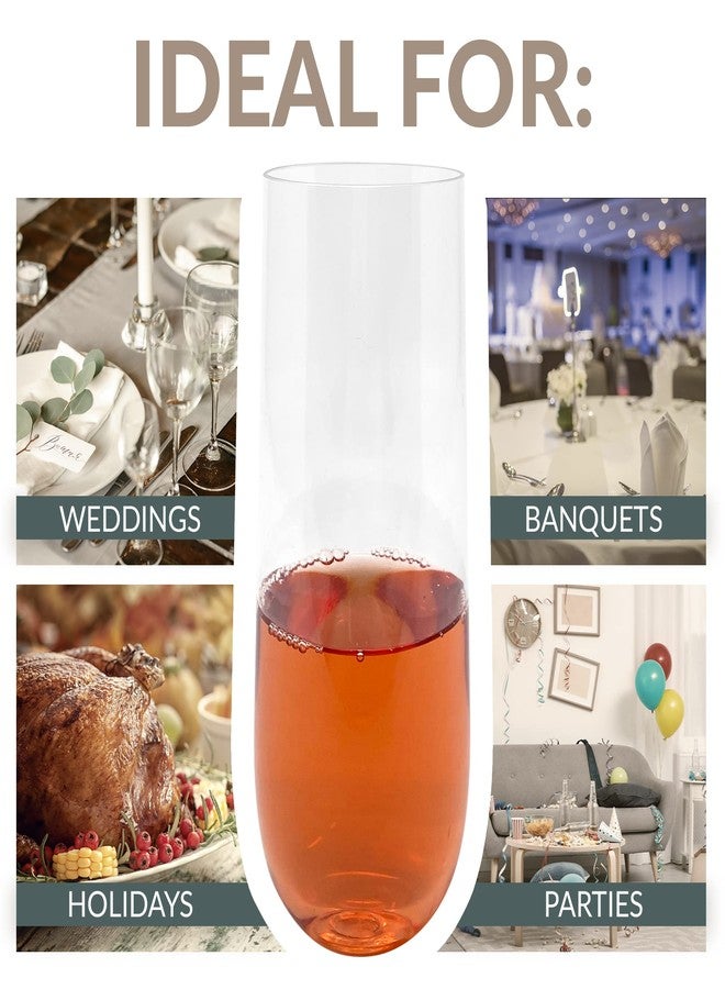 Reli. Champagne Flutes Plastic | 25 Pack | 9 oz - Clear | Stemless Premium Plastic Champagne Flutes | Party-Perfect for Celebrations - Image 3
