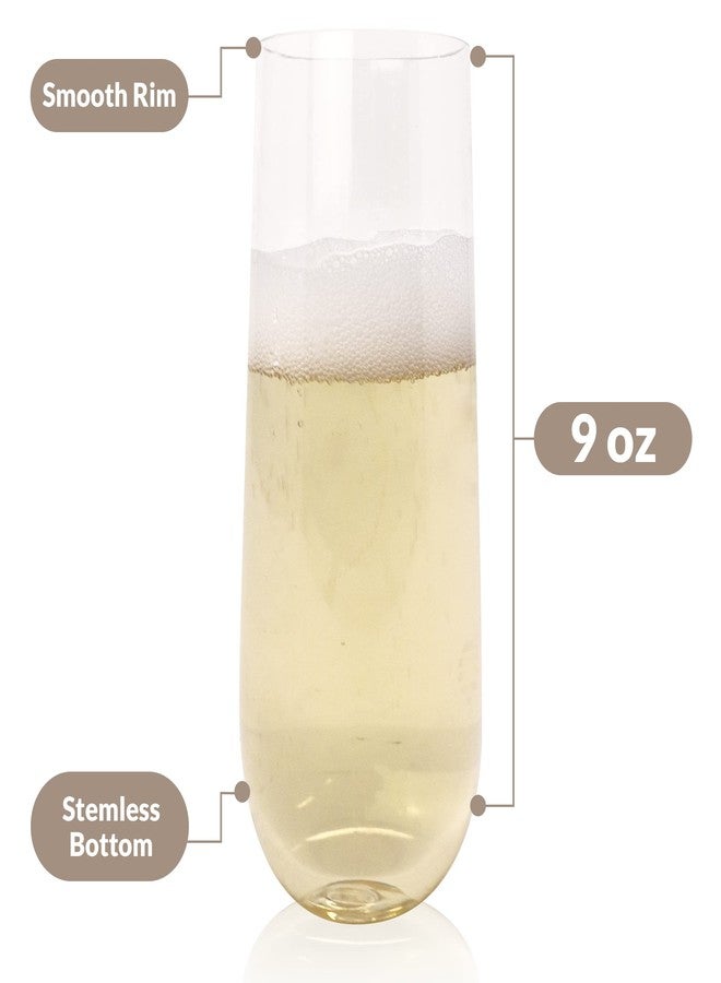 Reli. Champagne Flutes Plastic | 25 Pack | 9 oz - Clear | Stemless Premium Plastic Champagne Flutes | Party-Perfect for Celebrations - Image 2