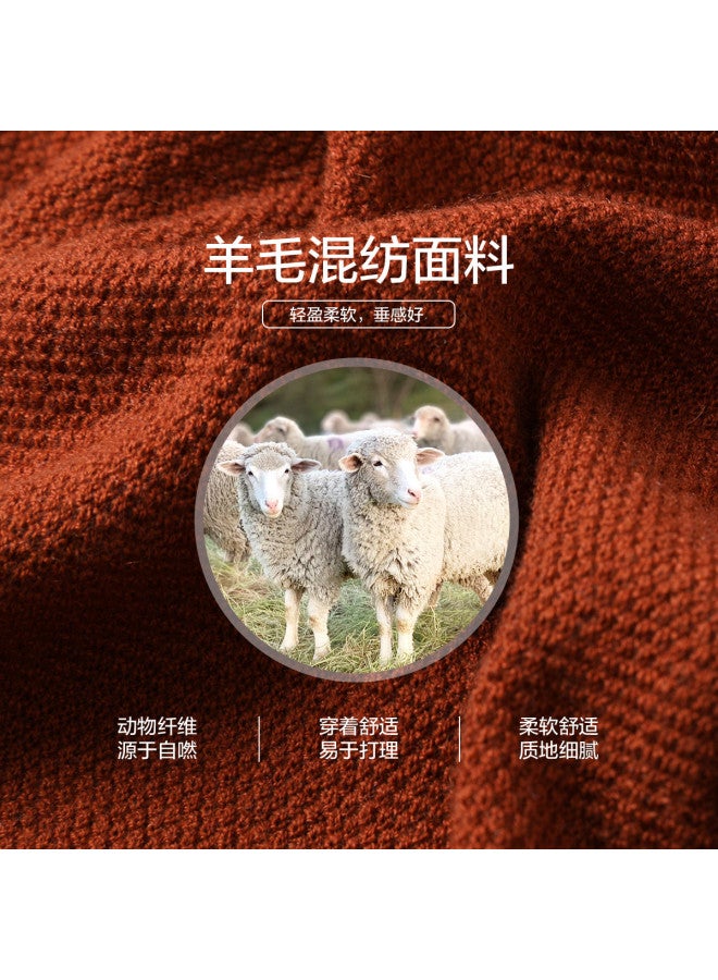 Hengyuanxiang يشمل الصوف! سترة كاردigan محبوكة فضفاضة ذات نسيج بياقة دائرية خريفية وحافة مطوية بلون صلب سترة عالية الجودة - Image 5