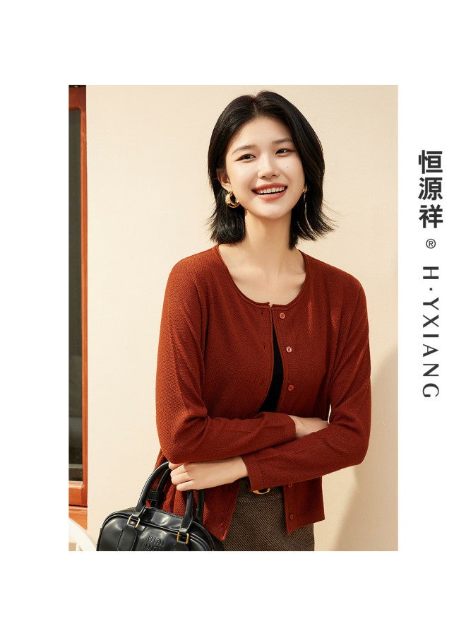 Hengyuanxiang يشمل الصوف! سترة كاردigan محبوكة فضفاضة ذات نسيج بياقة دائرية خريفية وحافة مطوية بلون صلب سترة عالية الجودة - Image 3