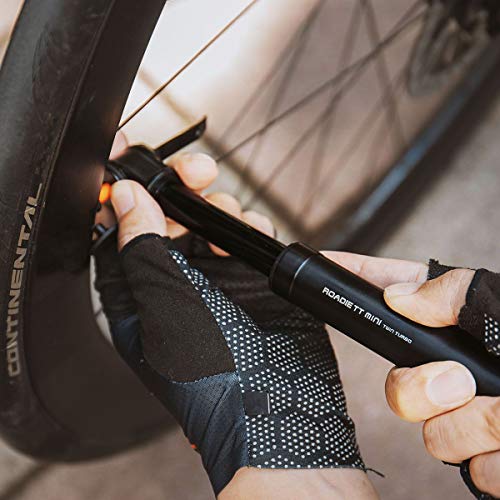 Topeak Roadie TT Mini Bike Pump – Compact Twin Turbo Aluminum Road Tire Pump with 160 PSI Capacity, Integrated Dust Cap & Side Mount Bracket for Fast Inflation & Lightweight Portability - Image 4