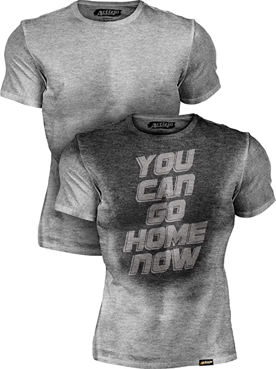Actizio Men's Workout Shirt Cotton Fabric T-Shirt Short Sleeve Sweat Activated Motivational Exercise Gym Athletic Fit Moisture Wicking Fitness Shirt - You Can Go Home Now (Size XXL) - Image 1