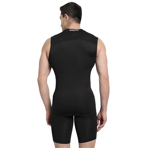SHREY Intense Compression Sleeveless Top Black M Mens Cutsleeves/Sleeveless Compression Top for Sports - Image 2