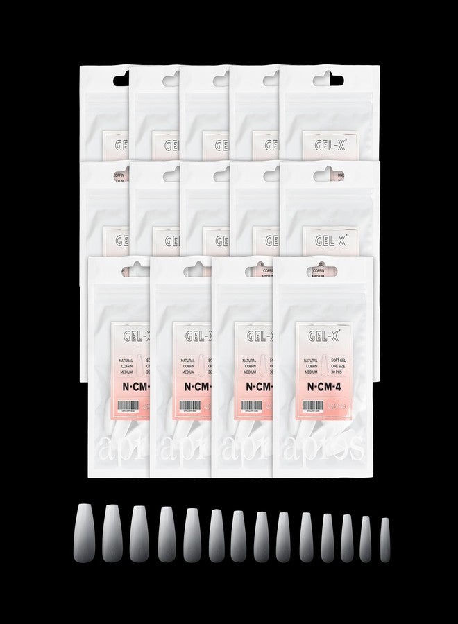 APRÉS Ombre Gel-X® Refill Bag Bundle, 14 Sizes 00-9, Soft Gel Tips, Nail Extensions (Natural Coffin Medium, 420 count) - Image 1