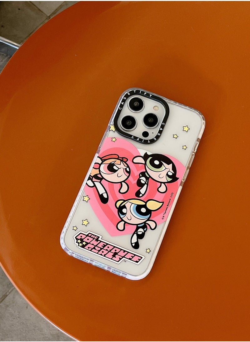 Apple iPhone 14 Pro Max Case,Co-Branding with The Powerpuff Girls  Magnetic Adsorption Phone Case - Semi transparent
