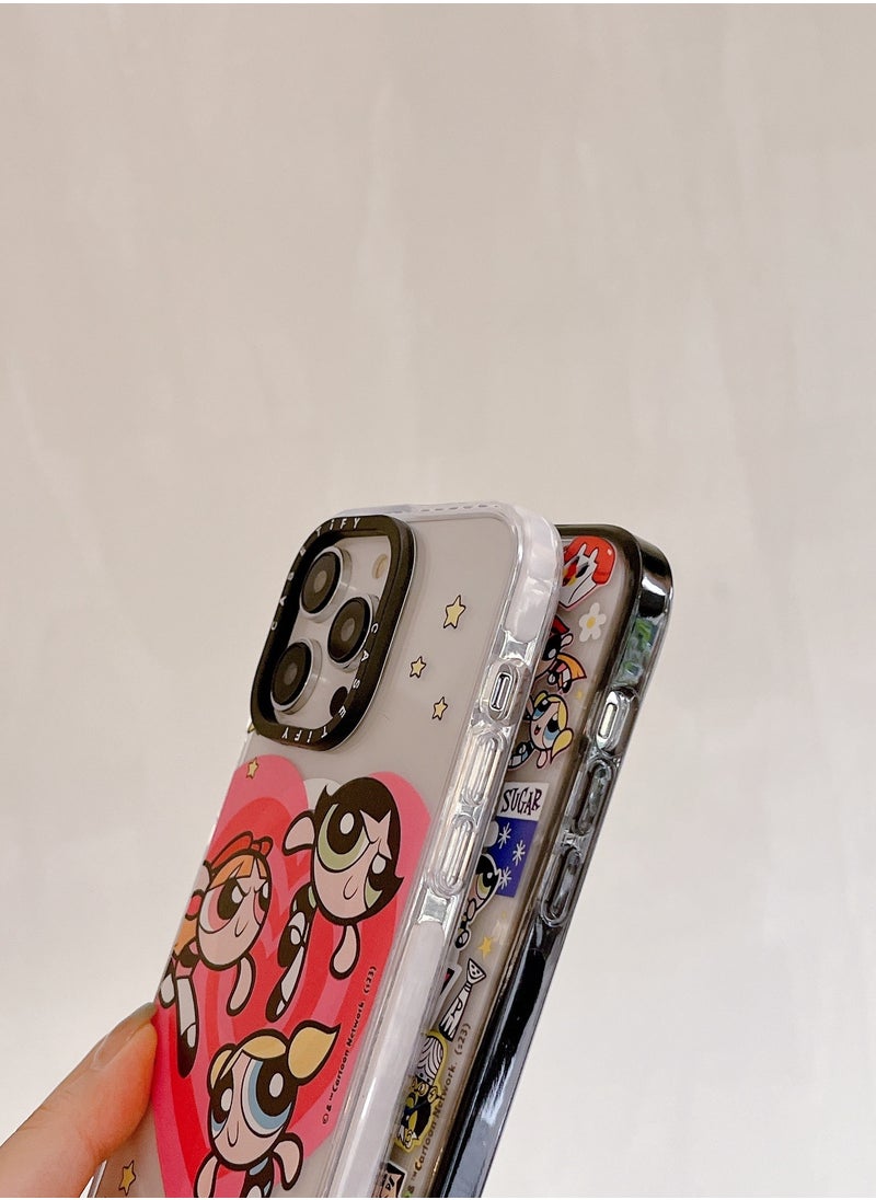 Apple iPhone 14 Pro Max Case,Co-Branding with The Powerpuff Girls  Magnetic Adsorption Phone Case - Semi transparent