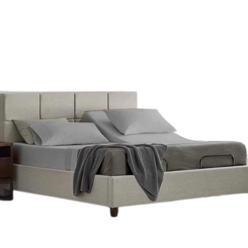 Shreem Linen Flex Top King Sheets for Sleep Number Bed Ultra-Soft Microfiber Bed Sheets  Split Top King Sheets for Sleep Number Bed (4 PCs) Flex Head King 34"" Top Split Sheets to fit Upto 15"" Deep (Iight Grey)  - Image 1