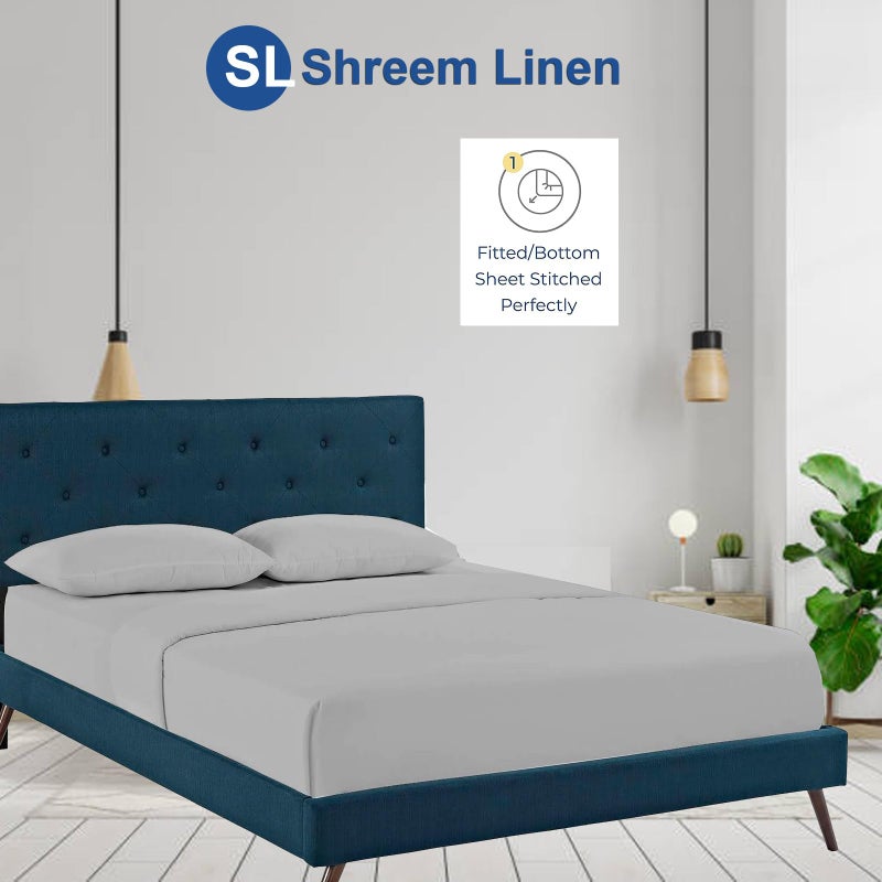 Shreem Linen Flex Top King Sheets for Sleep Number Bed Ultra-Soft Microfiber Bed Sheets  Split Top King Sheets for Sleep Number Bed (4 PCs) Flex Head King 34"" Top Split Sheets to fit Upto 15"" Deep (Iight Grey)  - Image 2