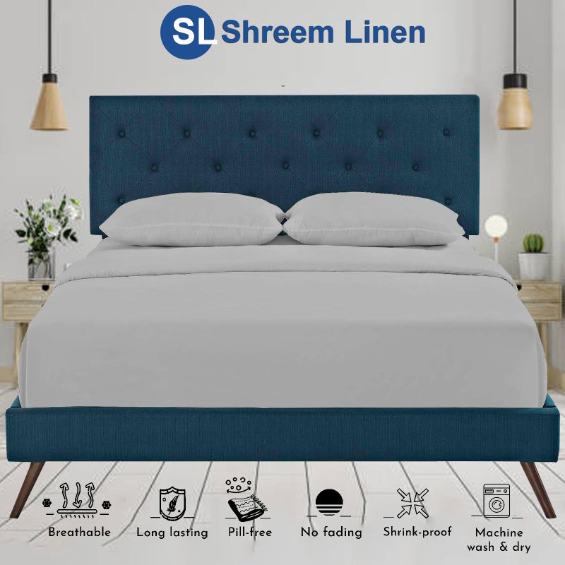 Shreem Linen Flex Top King Sheets for Sleep Number Bed Ultra-Soft Microfiber Bed Sheets  Split Top King Sheets for Sleep Number Bed (4 PCs) Flex Head King 34"" Top Split Sheets to fit Upto 15"" Deep (Iight Grey)  - Image 3