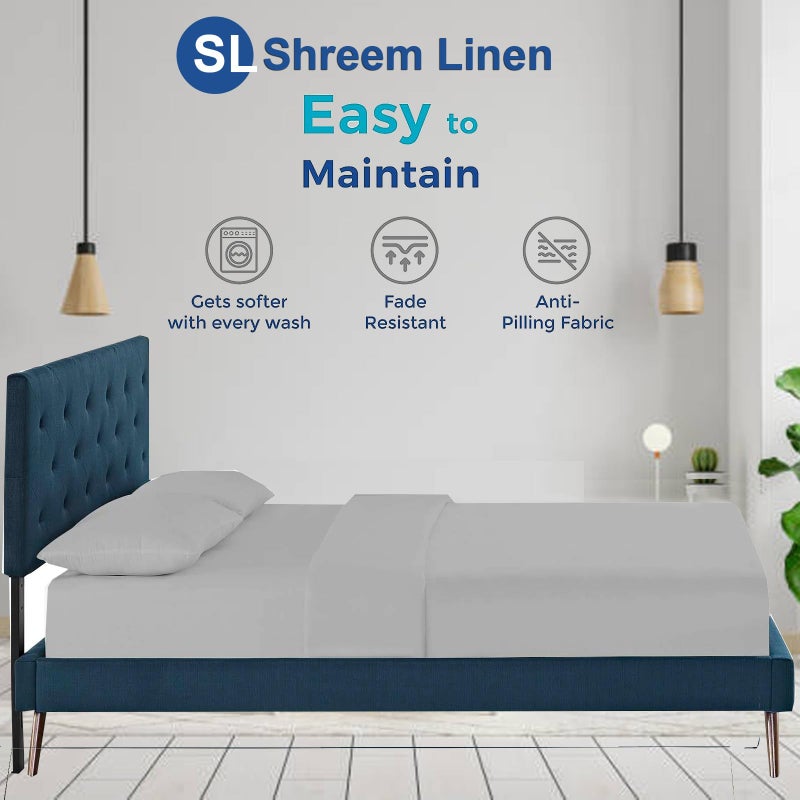 Shreem Linen Flex Top King Sheets for Sleep Number Bed Ultra-Soft Microfiber Bed Sheets  Split Top King Sheets for Sleep Number Bed (4 PCs) Flex Head King 34"" Top Split Sheets to fit Upto 15"" Deep (Iight Grey)  - Image 5