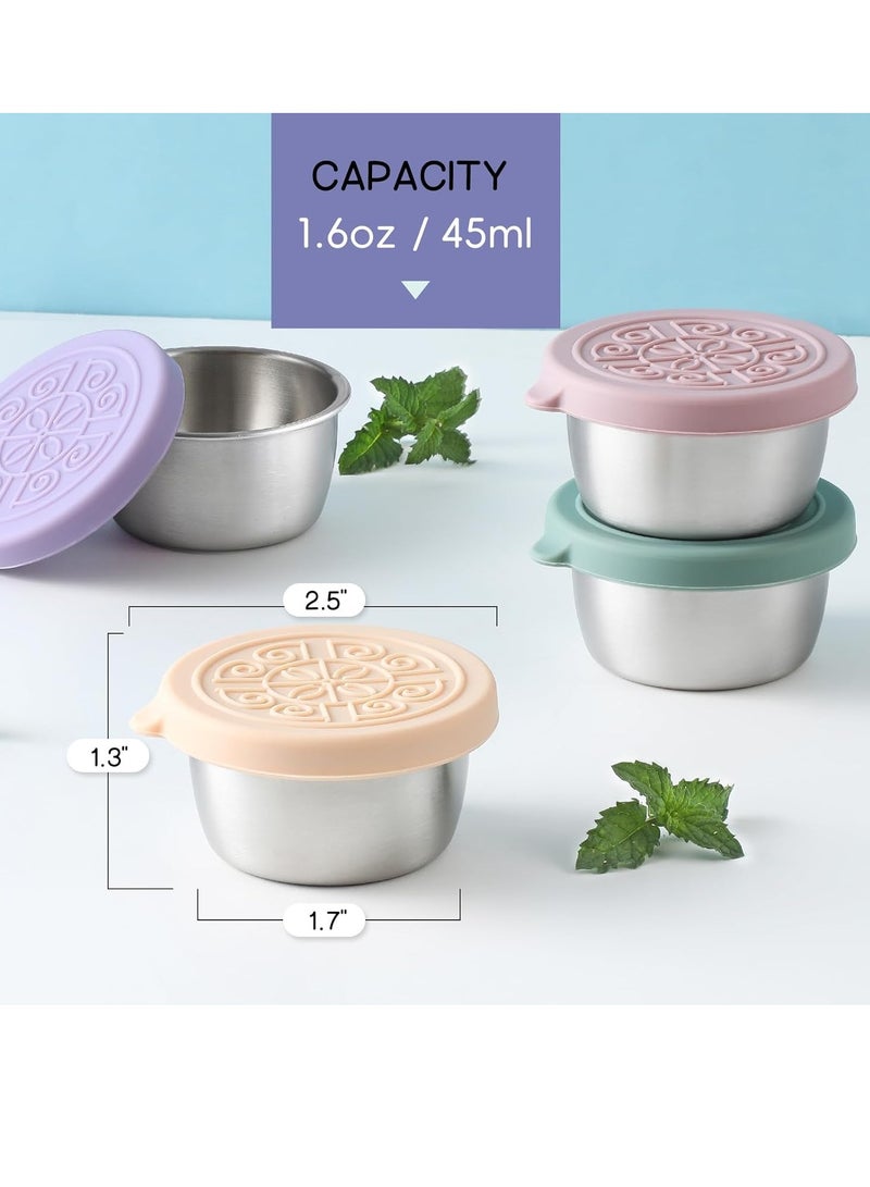 General 6 Pack Salad Dressing To Go Containers, 1.6 oz Small Stainless Steel Sauce Cups With Leakproof Silicone Lids, For Lunch Boxes, Picnics and Travel  - Image 2