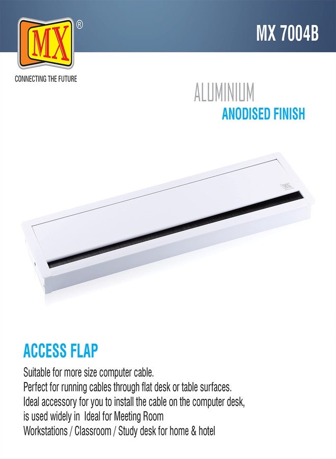MX Access Flap 300×127 mm – Soft‑Close Flip Table Cable Hole Cover Grommet, Aluminum Alloy Metal Rectangle Wire Management Panel - Image 3