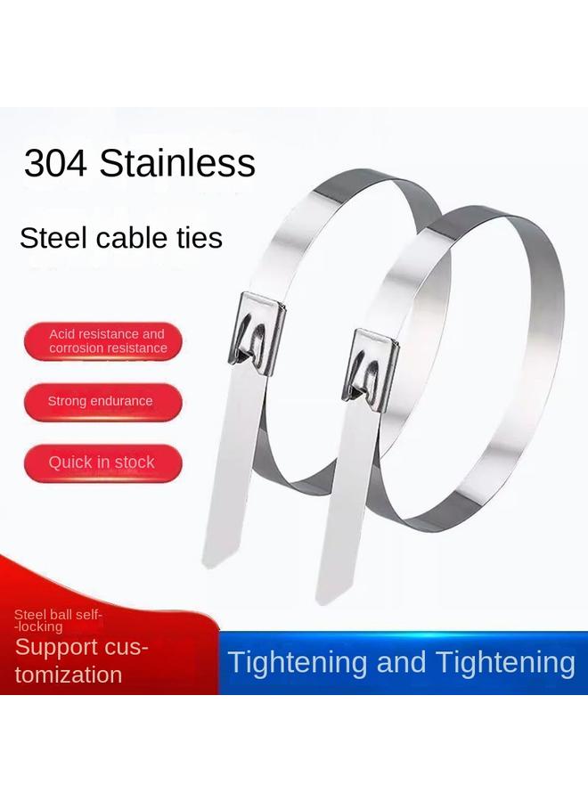 Bluejw 304 Stainless Steel Tie Self-locking Metal High Temperature Wire And Cable Bundle Outdoor White Steel Tie Strap - Image 3