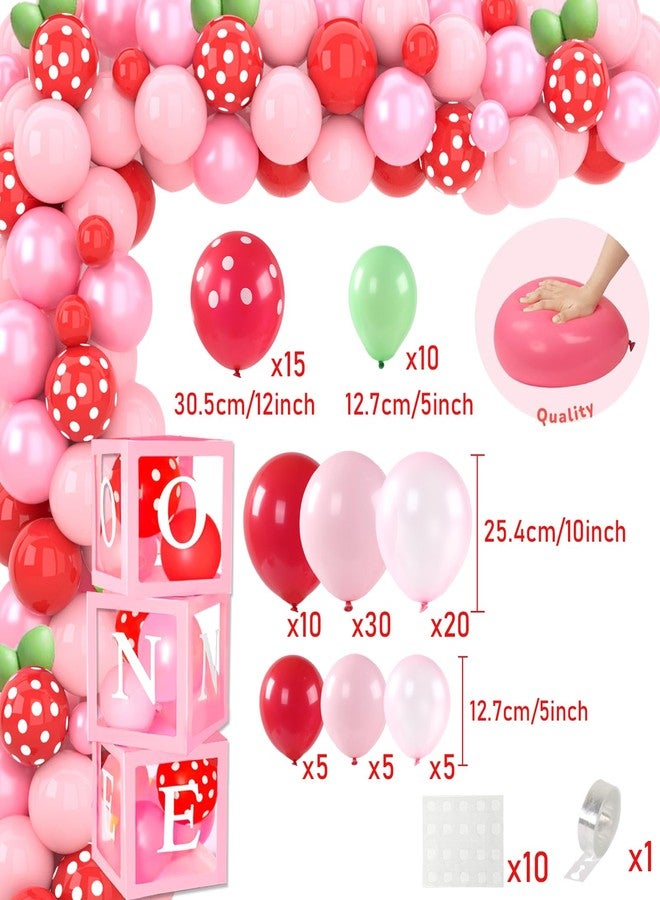 FengRise Berry First Birthday Decor, Strawberry 1st Birthday Decorations for Girls with Balloon Arch Kit Berry First Theme Balloon Boxes Crown Strawberry Cake Toppers Photo Banner Girl 1st Party supplies - Image 3
