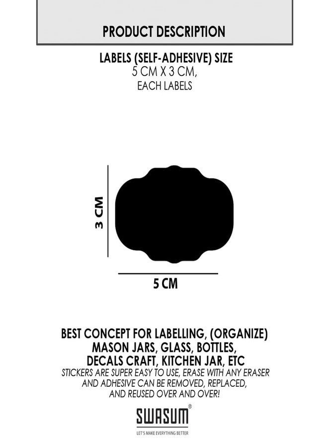 SWASUM Pack of 108 Pieces Waterproof Chalkboard Labels with Pen Reusable Blackboard Stickers for Jars, Canisters, Kilner Jars, Scrapbooking, Food Storage Labels, Weddings (5cm x 3 cm, Black) (108) - Image 2