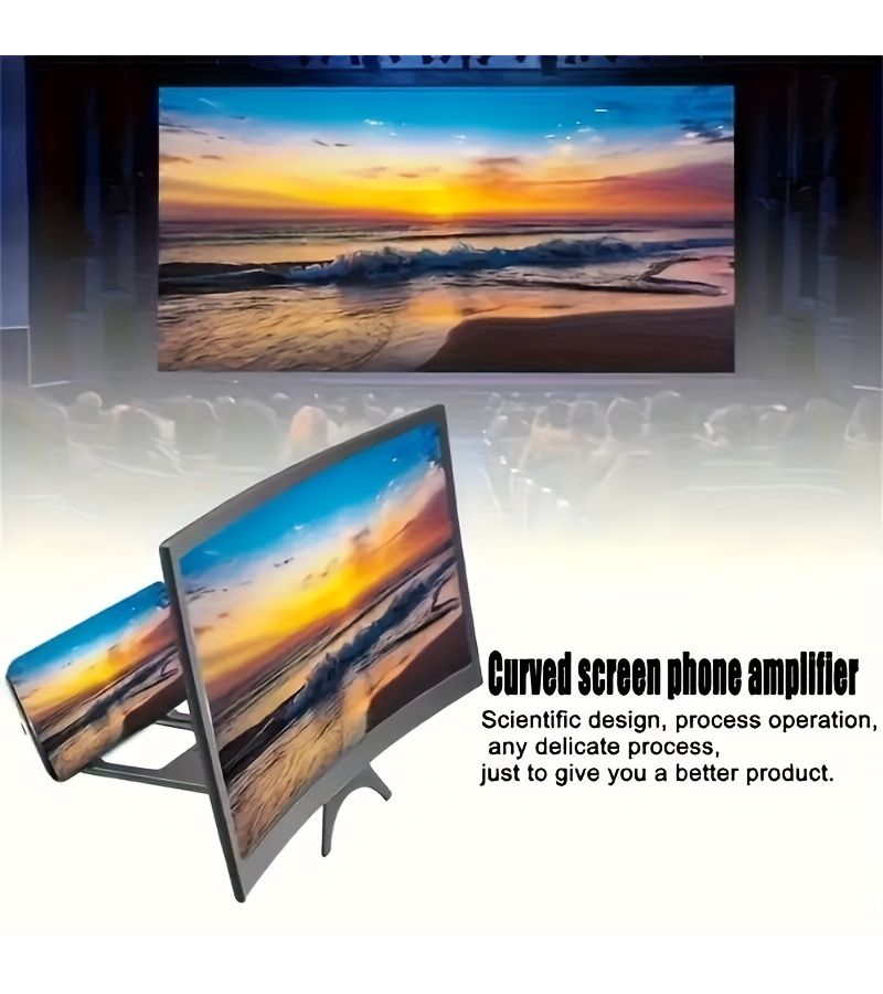 12 Inch 3D Phone Screen Magnifier Universal Ultra HD Anti Glare Blue Light Protection Immersive Viewing Black Portable Stand for Movies Videos Games - Image 4