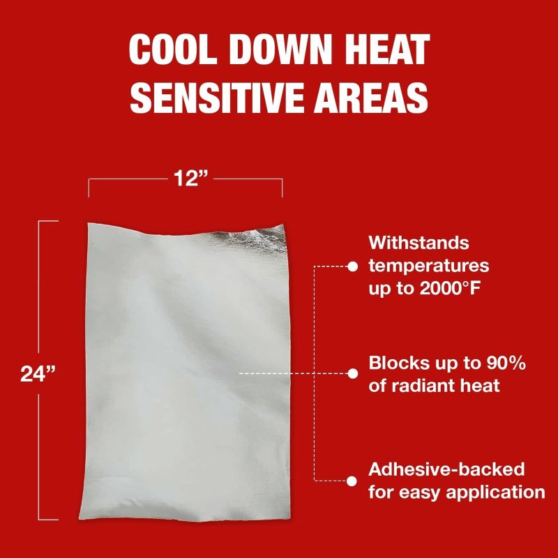 A-Team Performance Adhesive Backed Aluminized Fiberglass Heat Shield - 2000 Degrees Protection & Reflective - Easy-Apply Adhesive Backing & Foil - Auto Firewall & Hose Heat Shield - 12 in x 24 in in - Image 3