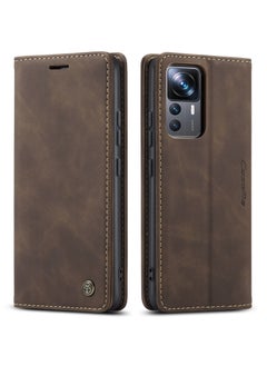 CaseMe CaseMe Xiaomi Mi 12/12T Pro Case Wallet, for Xiaomi Mi 12/12T Pro Wallet Case Book Folding Flip Folio Case with Magnetic Kickstand Card Slots Protective Cover - Coffee  - Image 2