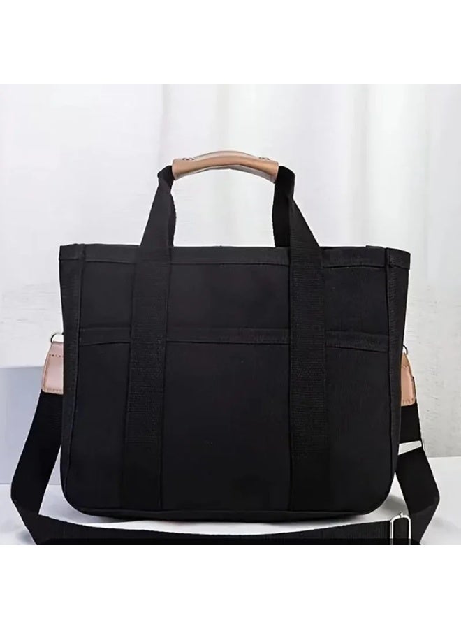 Fashionable Multifunctional Baby Stroller Bag Canva Temu Tote Bag Mother-Child Single Shoulder Slant Crossbody Handbag-Color:dark Khaki  - Image 3