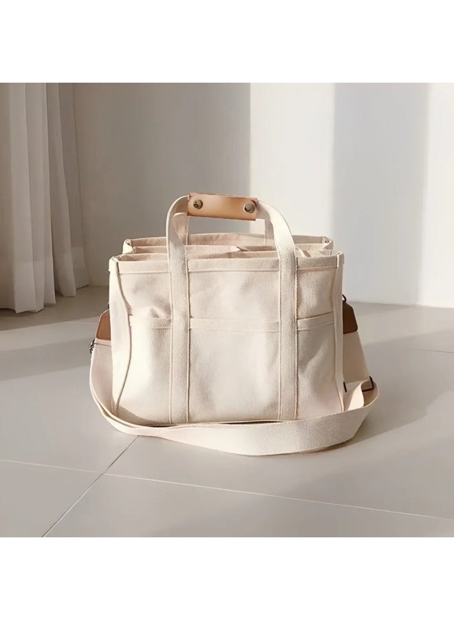 Fashionable Multifunctional Baby Stroller Bag Canva Temu Tote Bag Mother-Child Single Shoulder Slant Crossbody Handbag-Color:dark Khaki  - Image 2