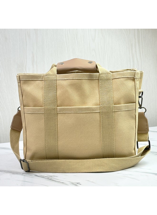Fashionable Multifunctional Baby Stroller Bag Canva Temu Tote Bag Mother-Child Single Shoulder Slant Crossbody Handbag-Color:dark Khaki  - Image 1