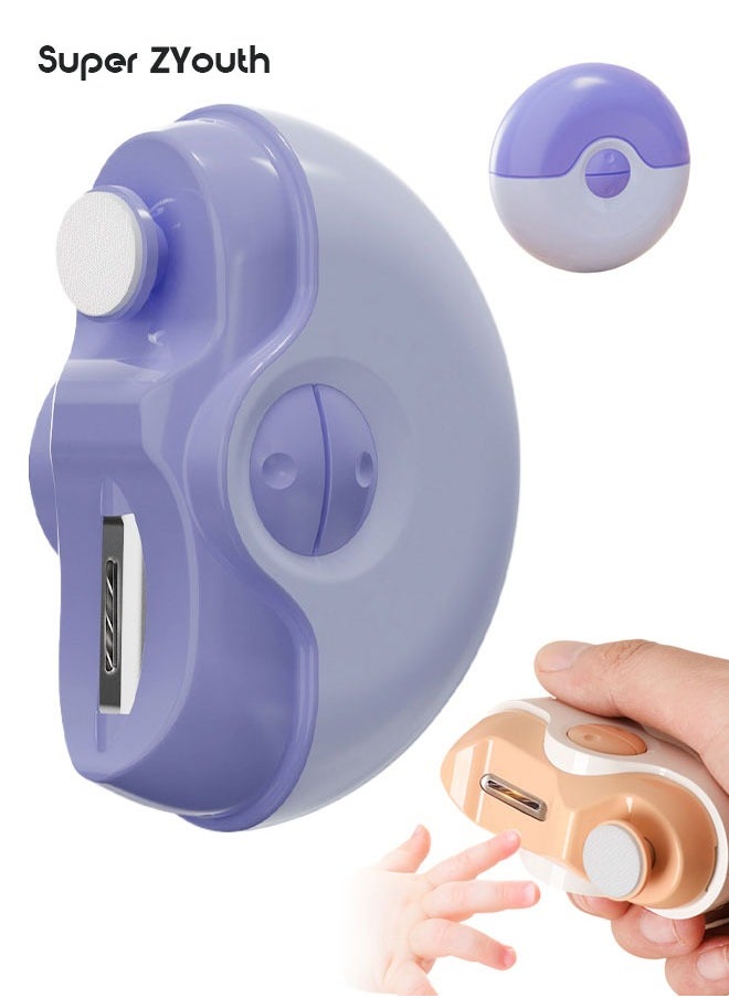 Super ZYouth - 2-In-1 Electric Fingernail Polishing and Automatic Nail Clippers With 2 Speeds, Nail Scraps Storage, USB Rechargeable, Purple - Image 1