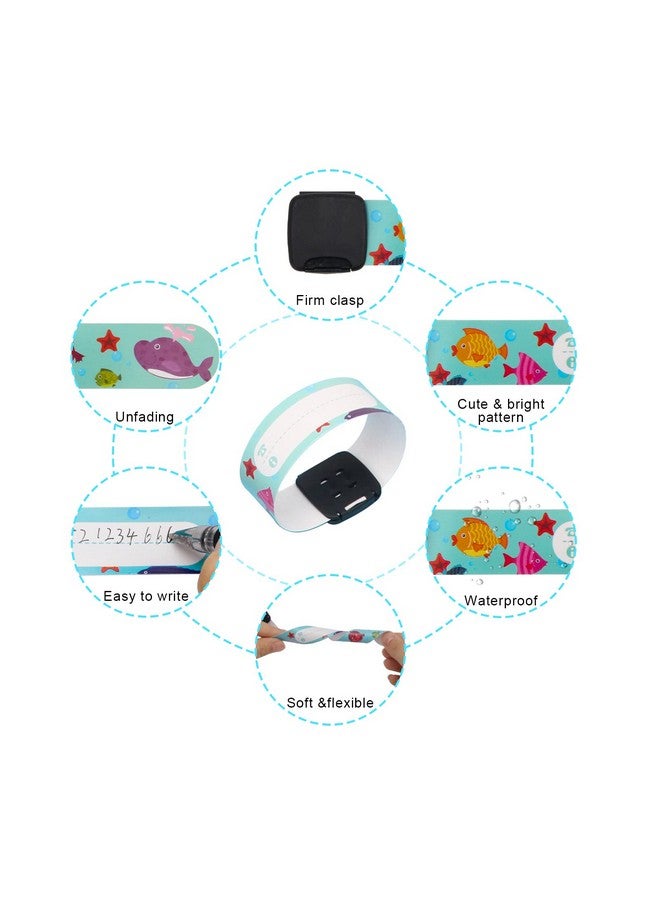 Pletpet 16 Pieces Child Safety Id Wristband Pletpet Adjustable & Waterproof Kids Id Bracelets Reusable Identification Bracelet Wristbands For Boys And Girls Outdoor Activity (8 Styles) - Image 5