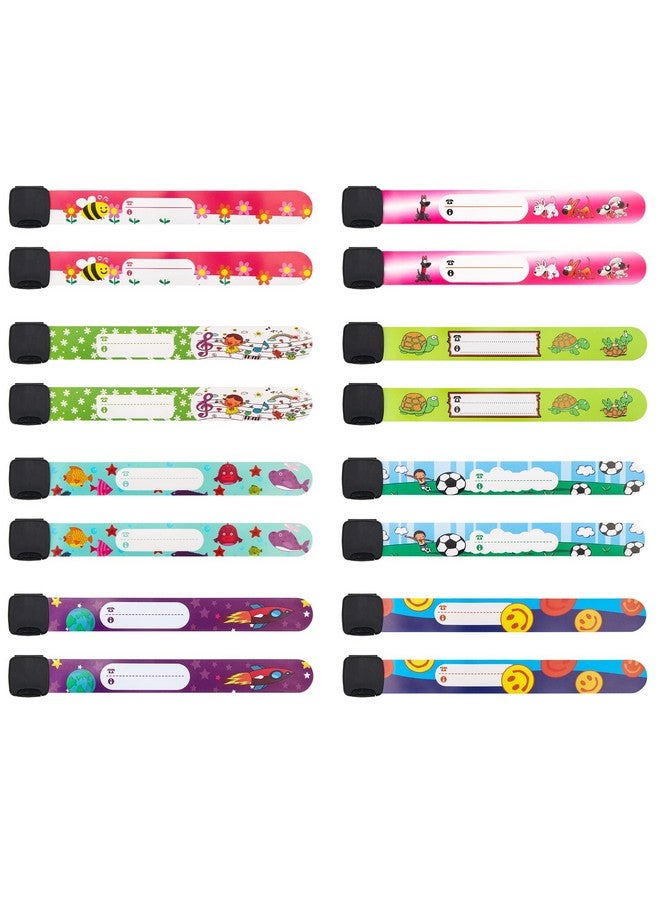 Pletpet 16 Pieces Child Safety Id Wristband Pletpet Adjustable & Waterproof Kids Id Bracelets Reusable Identification Bracelet Wristbands For Boys And Girls Outdoor Activity (8 Styles) - Image 1