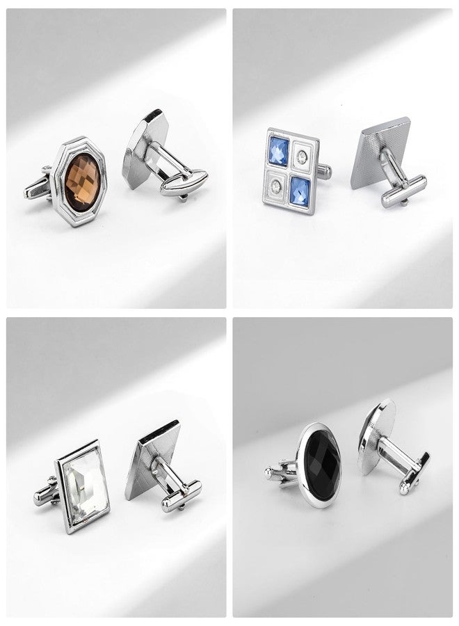 Wynameleri Fashion Cufflinks for Men Crystal Vintage Cufflinks Colorful Variety Designs with Gift Box 12 pairs - Image 4