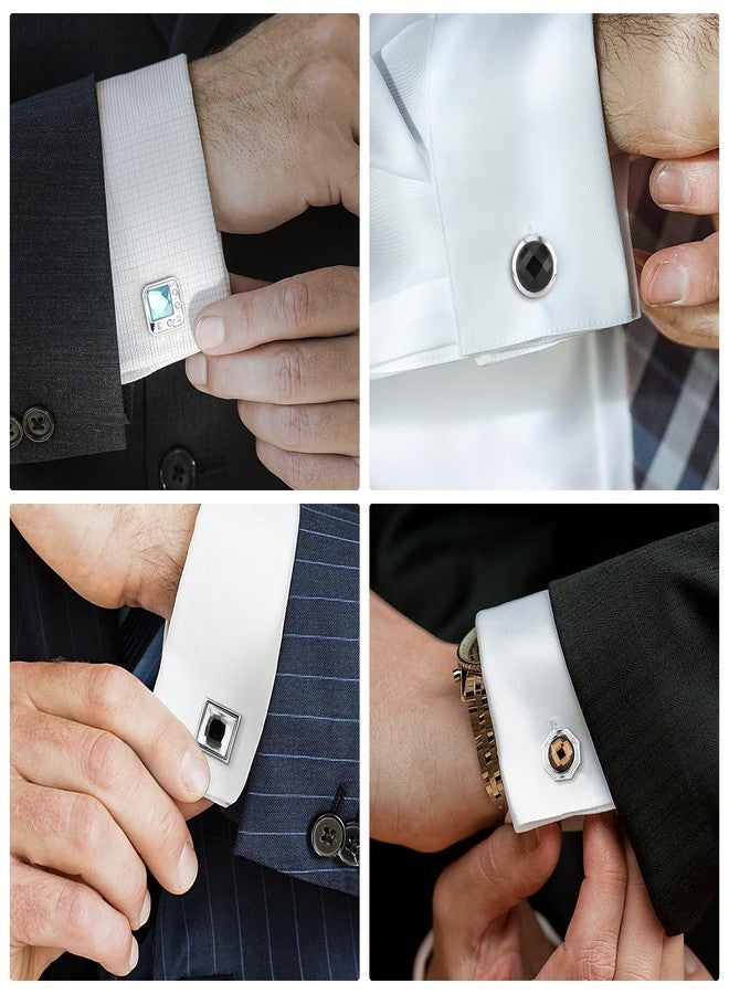 Wynameleri Fashion Cufflinks for Men Crystal Vintage Cufflinks Colorful Variety Designs with Gift Box 12 pairs - Image 5