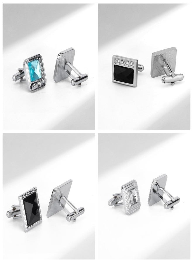 Wynameleri Fashion Cufflinks for Men Crystal Vintage Cufflinks Colorful Variety Designs with Gift Box 12 pairs - Image 2