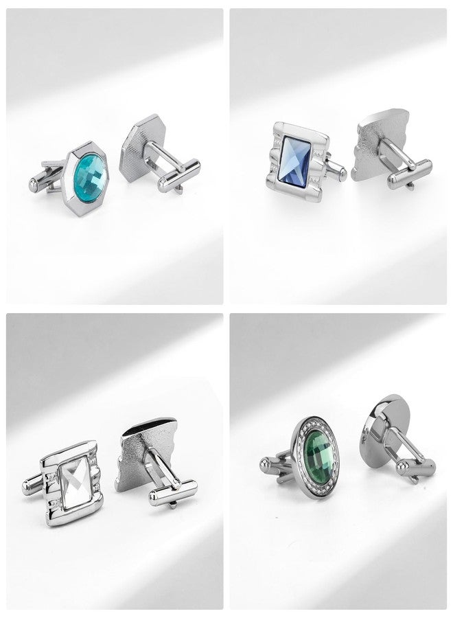 Wynameleri Fashion Cufflinks for Men Crystal Vintage Cufflinks Colorful Variety Designs with Gift Box 12 pairs - Image 3