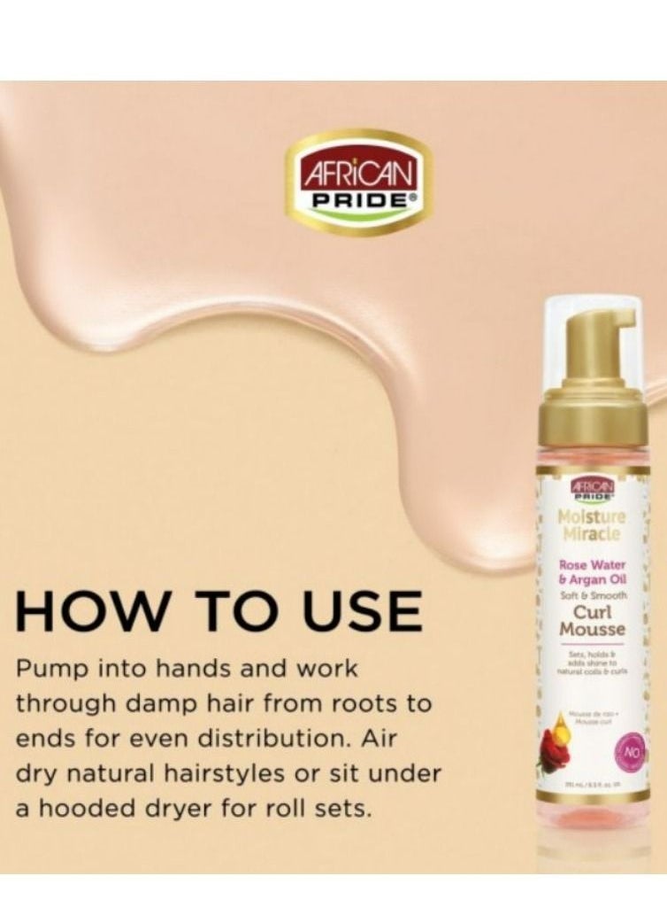 African Pride - Moisture Miracle Soft And Smooth Curl Mousse Rose Water And Organ Oil 251 ML - Image 1