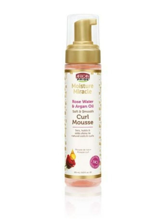 African Pride - Moisture Miracle Soft And Smooth Curl Mousse Rose Water And Organ Oil 251 ML - Image 1