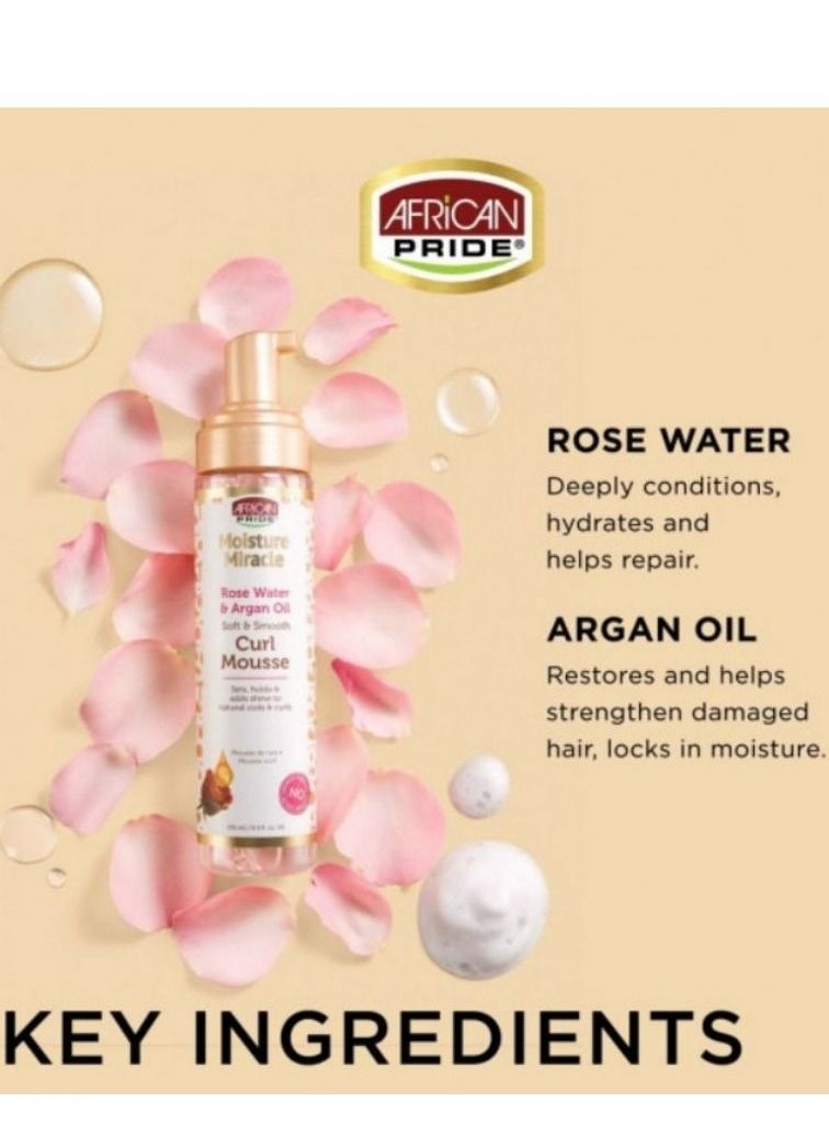 African Pride - Moisture Miracle Soft And Smooth Curl Mousse Rose Water And Organ Oil 251 ML - Image 1