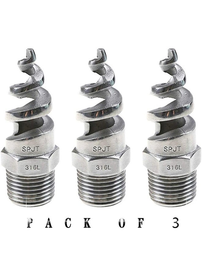 beduan Pack Of 3 1/2Â€ Stainless Steel Spiral Cone Atomized Nozzle Industrial Spray Dust Remove  - Image 1