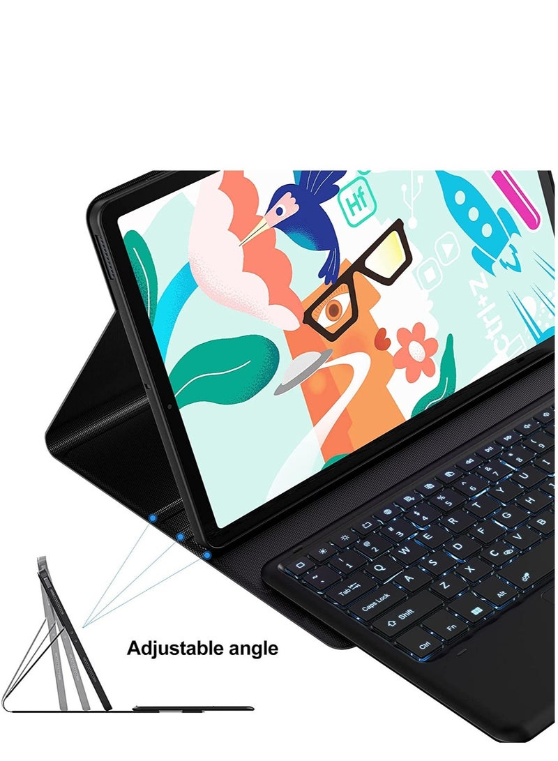 Galaxy Tab S7 FE Keyboard Case 12.4" 2021, Wireless Detachable Keyboard + Folio Smart PU Case Cover Auto Sleep/Wake Magnetic for Samsung Galaxy Tab S7 FE 2021 (SM-T730/T736B) (Black) - Image 2