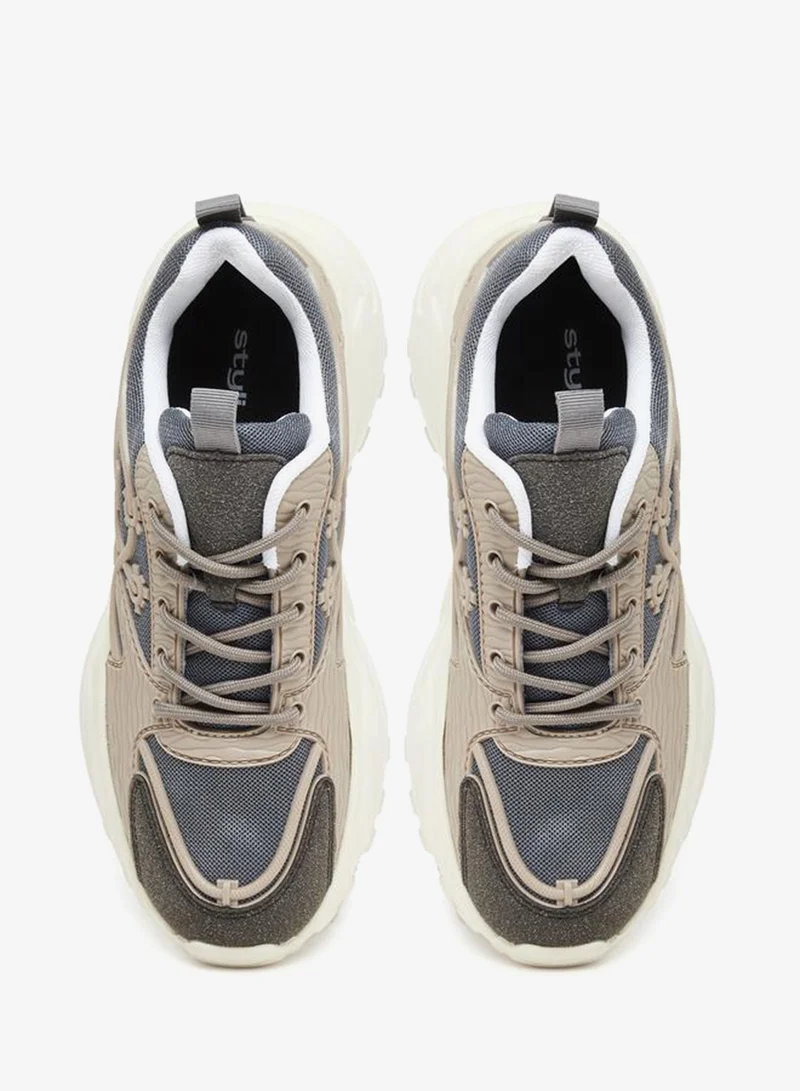 Styli Active Chunky Sole Side Pattern Sneakers
