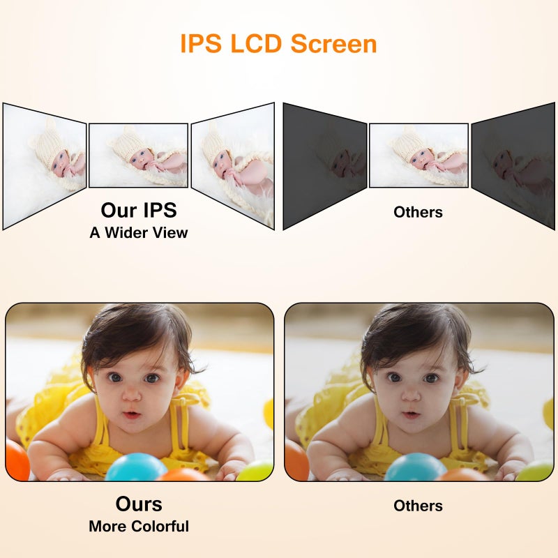 VTimes Baby Monitor with Camera and Audio, 3.2" IPS Screen Video Baby Monitor No WiFi Night Vision, Portable Baby Camera VOX Mode Pan-Tilt-Zoom Alarm and 1000ft Range, Ideal for Baby/Elderly/Pet - Image 4