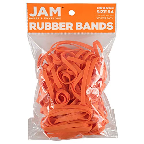 JAM PAPER Durable Rubber Bands - Size 64 - Orange Multi-Purpose Rubberbands - 100/Pack - Image 1