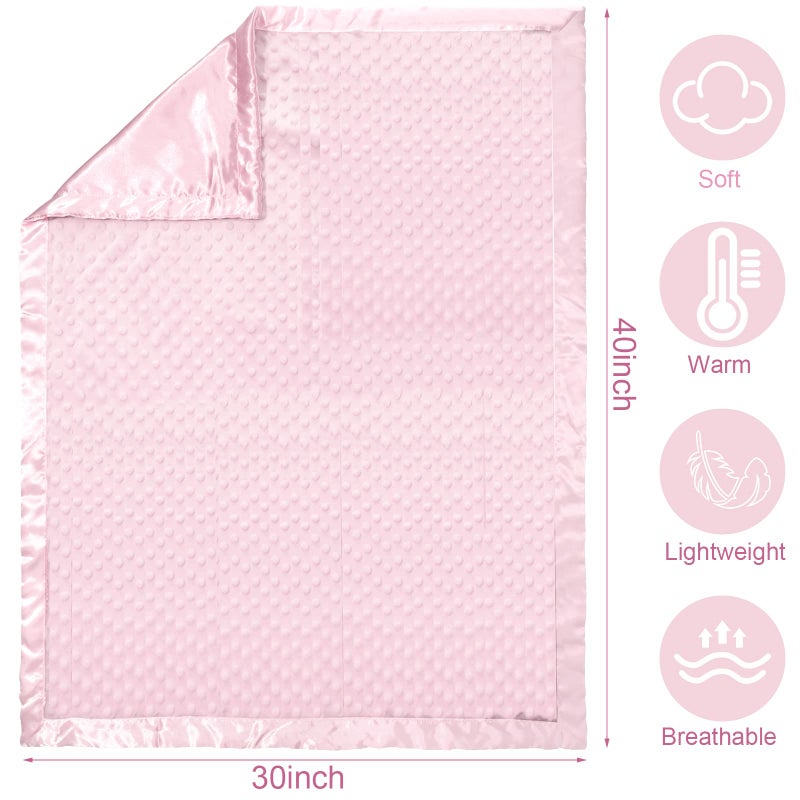 Reginary 3 Pack Satin Baby Blanket with Silky Satin Backing Double Layer Soft Dotted Silk Baby Blanket 30 x 40 Inch for Newborn, Toddler, Infant Gifts - Image 2