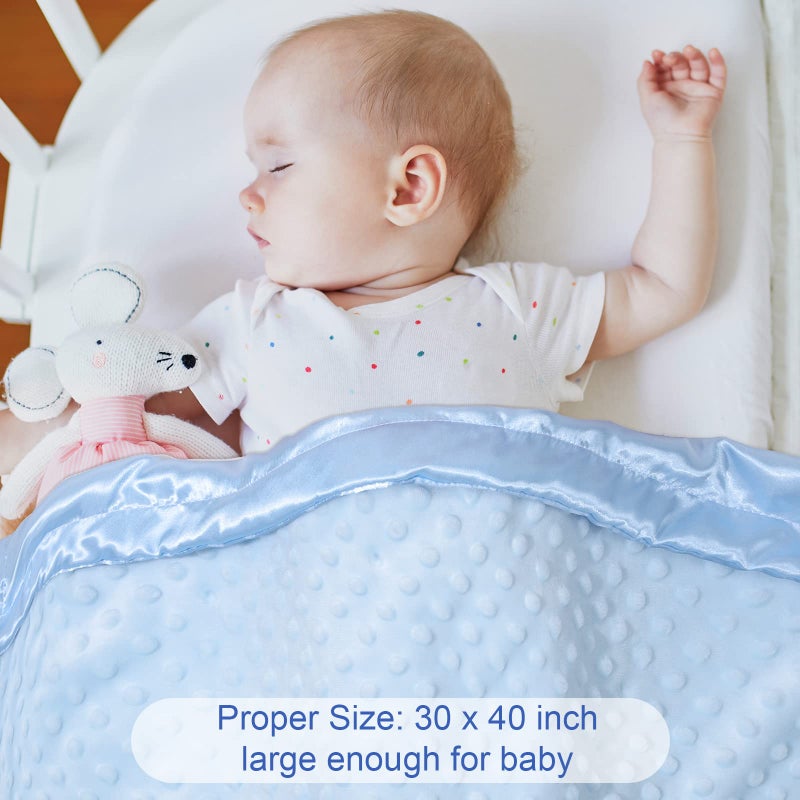 Reginary 3 Pack Satin Baby Blanket with Silky Satin Backing Double Layer Soft Dotted Silk Baby Blanket 30 x 40 Inch for Newborn, Toddler, Infant Gifts - Image 5