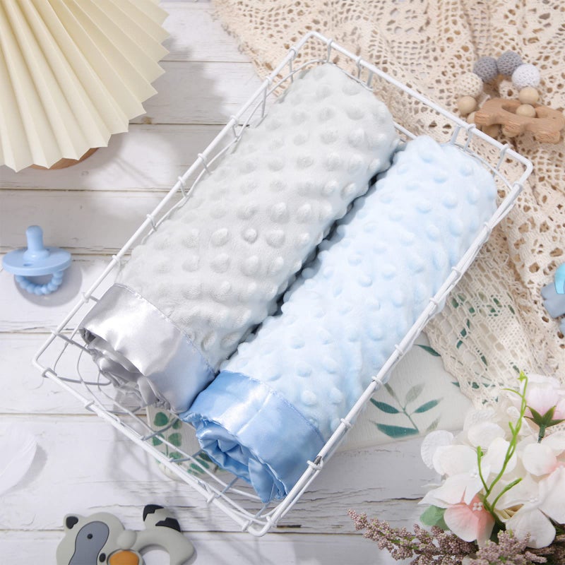 Reginary 3 Pack Satin Baby Blanket with Silky Satin Backing Double Layer Soft Dotted Silk Baby Blanket 30 x 40 Inch for Newborn, Toddler, Infant Gifts - Image 4