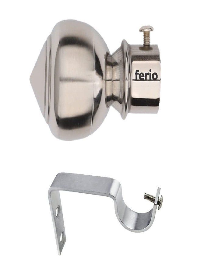 FERIO Stainless Steel Glossy Matte Series Curtain Bracket Support Set Doors and Windows Fitting for 1 Inch Rod Pocket Size for Home Decor (Curtain Holder 10 Pcs and Curtain Finals 10 Pics - Image 2