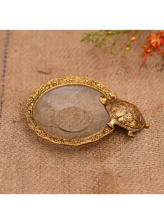 Collectible India Metal Feng Shui Tortoise On Plate Showpiece for Good Luck Turtle Vastu Gift for Career and Luck Home Decoration - Image 3