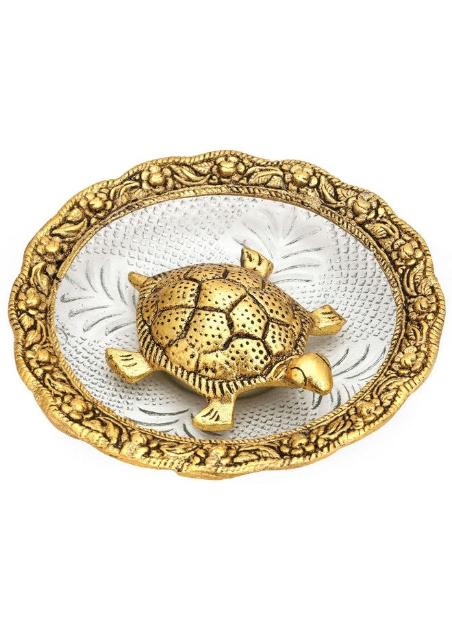 Collectible India Metal Feng Shui Tortoise On Plate Showpiece for Good Luck Turtle Vastu Gift for Career and Luck Home Decoration - Image 2