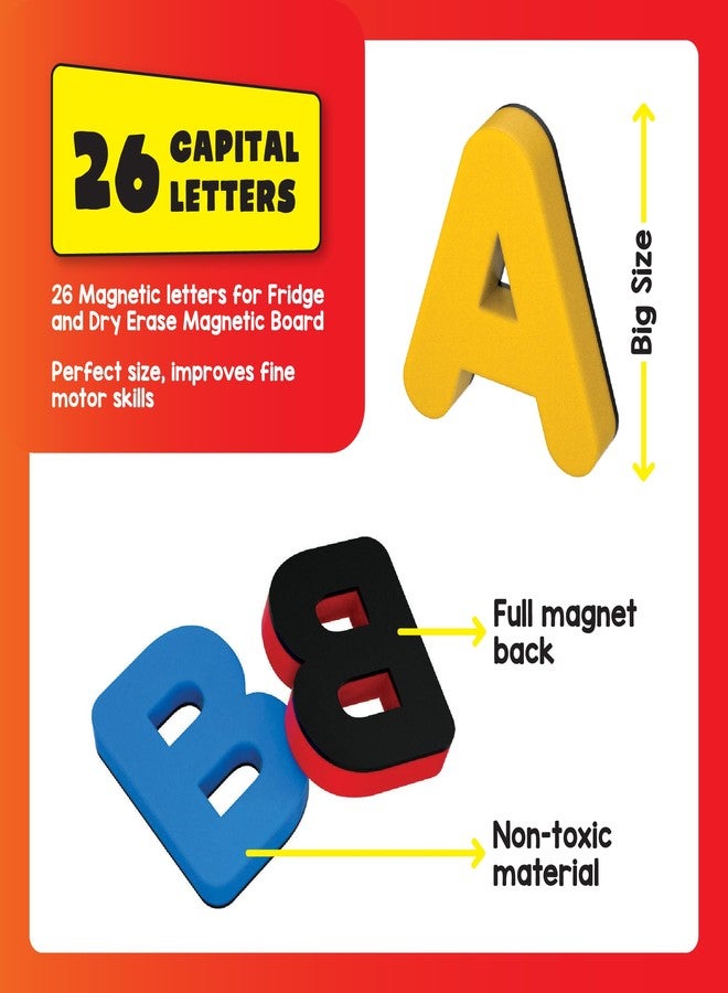 PLAY PANDA ABC Magnets Capital Letters with 26 Thick Foam Magnetic Alphabets for Kids with Full Magnet Back, Magnetic ABCD Learning Toy for Letter Recognition, Indoor Educational Magnet Game - Image 4
